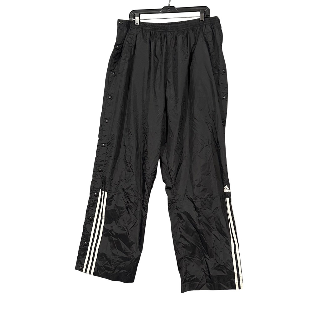 Adidas Vintage Snap Button Breakaway Track Pants Mens 2XL Black 3 Stripe 161369